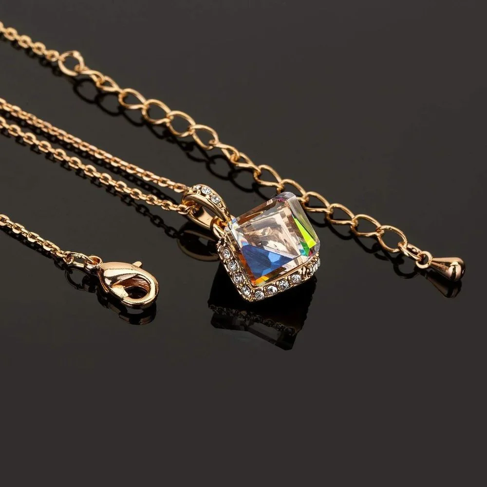 New Colorful Cubic Austrian Crystal Pendant Necklace Earrings for Women … - Picture 4 of 9